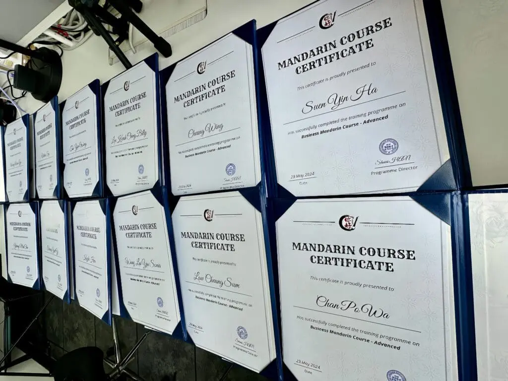 Corporate Mandarin Course from Nihao Language Education Tailored Books and Certificate in class in HK